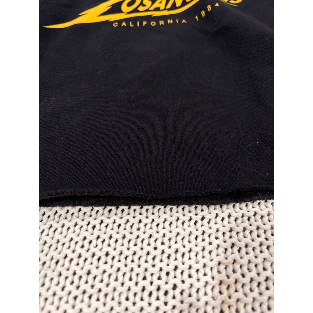 Brandy Melville Los Angeles California 1984 Cropped Sweatshirt Black Yellow OS - Picture 2 of 3